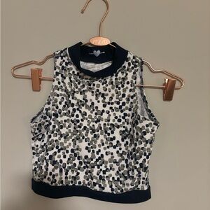 white/blue/silver speckled crop dance top CM